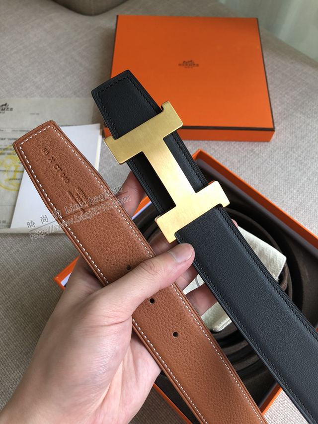 Hermes皮帶 官網同步 38MM 荔枝紋牛皮 愛馬仕男士腰帶  xfp2084